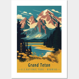 Grand Teton National Park Vintage Travel Poster Posters and Art